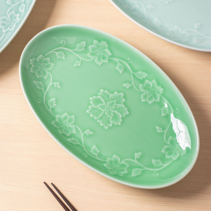 大尺寸鱼盘家用2025新款高级感陶瓷12英寸蒸鱼盘子中式青瓷餐具,餐饮具,盘,淘宝优惠券,粉丝福利购,淘宝优惠卷