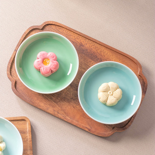 好看的陶瓷盘子菜盘家用2025新款高级感纯色5英寸深盘碟子耐高温