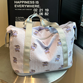 卡通小熊短途旅行包女大容量轻便手提登机包行李袋待产包收纳袋