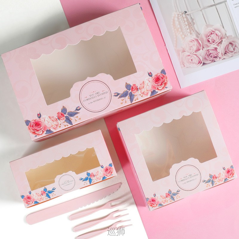 10pcs mini mooncake paper gift box transparent window candy