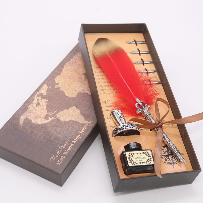 luxury calligraphy feather dip pen writing ink set stationer