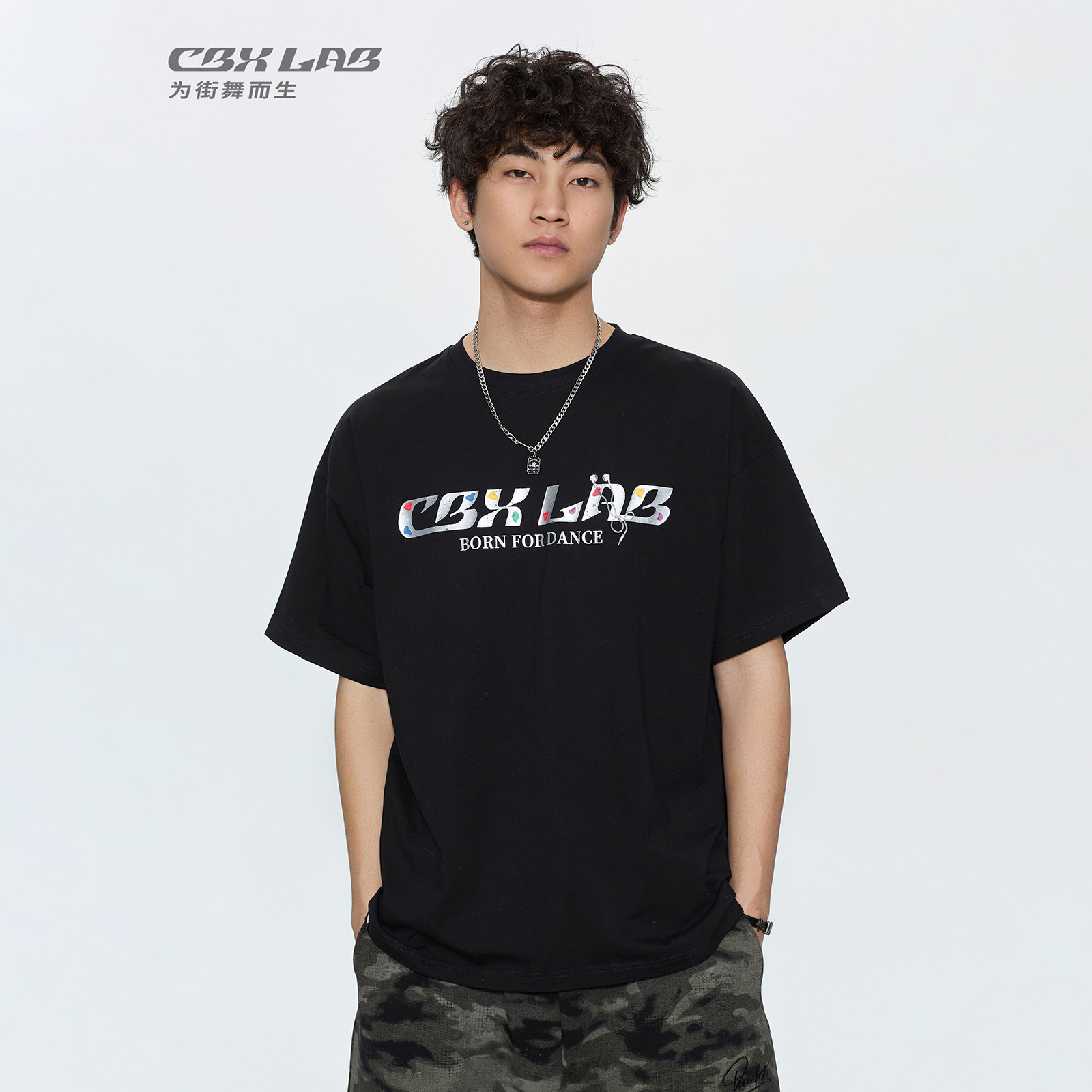 CBXLAB街舞潮牌男装美式高棉纯色印花T恤亲肤舒适街头hiphop运动