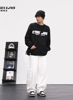 CBXLAB街舞潮牌男装嘻哈白色香蕉长裤欧美跳舞长裤春秋美式运动裤