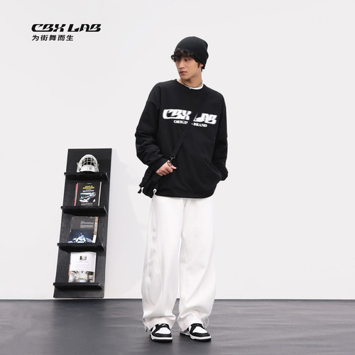 CBXLAB街舞潮牌男装嘻哈白色长裤