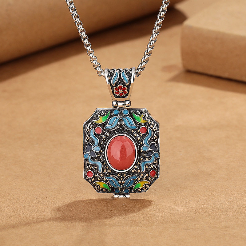 DAMAI 复古南红花丝蝴蝶项链女民族风宫廷国潮做旧工艺饰品毛衣链