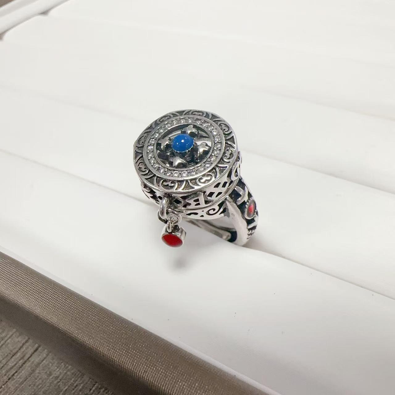 文艺范复古镶嵌天然南红青金石金刚杵戒指男尾戒民族风指环女饰品