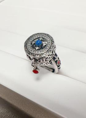 文艺范复古镶嵌天然南红青金石金刚杵戒指男尾戒民族风指环女饰品