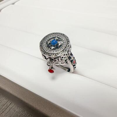 文艺范复古镶嵌天然南红青金石金刚杵戒指男尾戒民族风指环女饰品