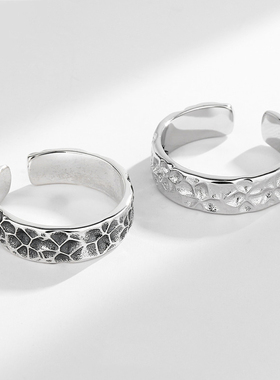 锤纹ins活口可调节男士戒指