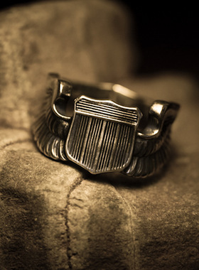 原创设计《微章》s925纯银戒指抗战抗日二战美军空军飞行员开口戒