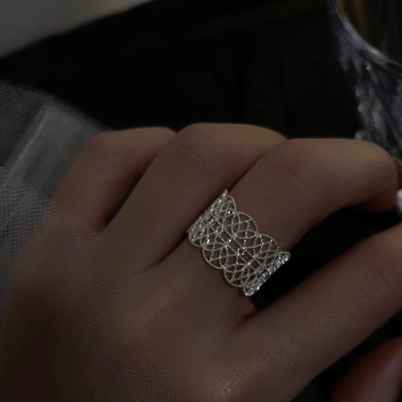 蕾丝轻奢高级感小众设计女甜酷气质食指环ins冷淡风个性开口戒指