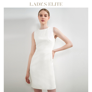 LadySElite宋轶同款白色分割连衣裙女新款修身气质百搭显瘦裙装