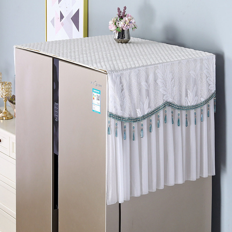 厂家批发冰箱罩双开门单开门盖巾蕾丝洗衣机防尘罩冰箱套盖布白色