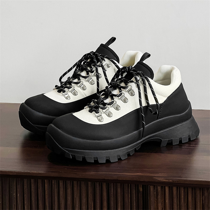 2024新款春季登山鞋男增高百搭透气板鞋情侣防滑户外徒步运动鞋子