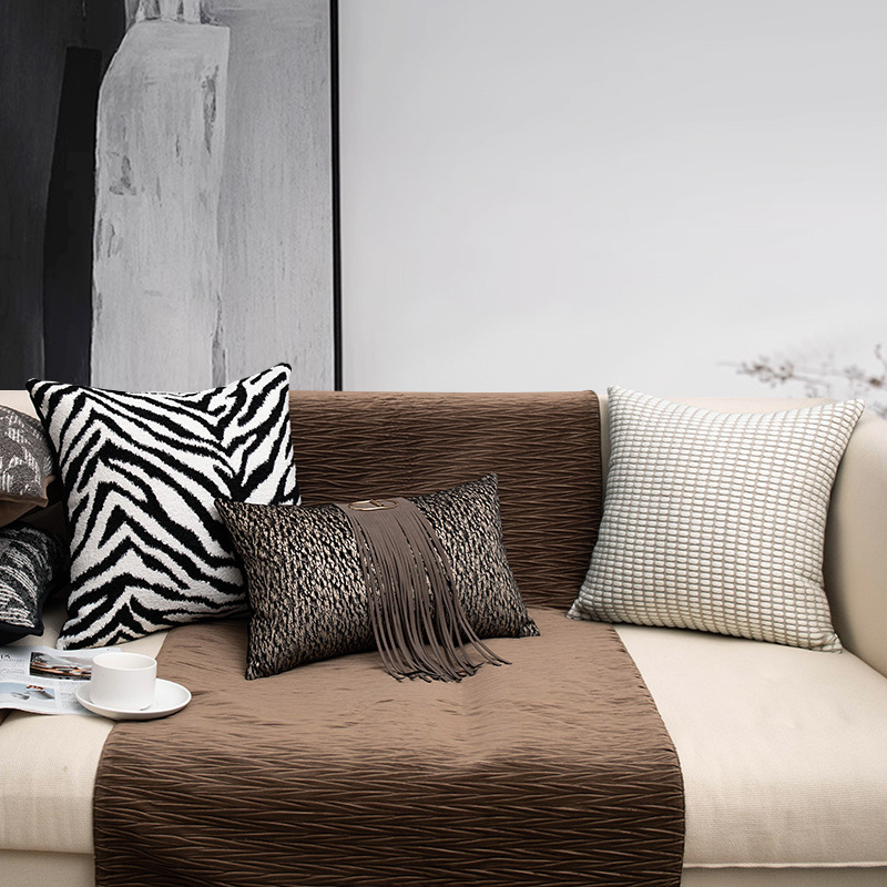 现代轻奢黑白斑马纹客厅沙发抱枕靠垫软装样板房酒店民宿床头靠枕
