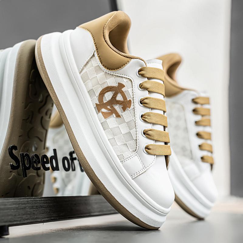 2025春夏新款时尚网布休闲板鞋男鞋透气运动鞋小白鞋时尚学生潮鞋