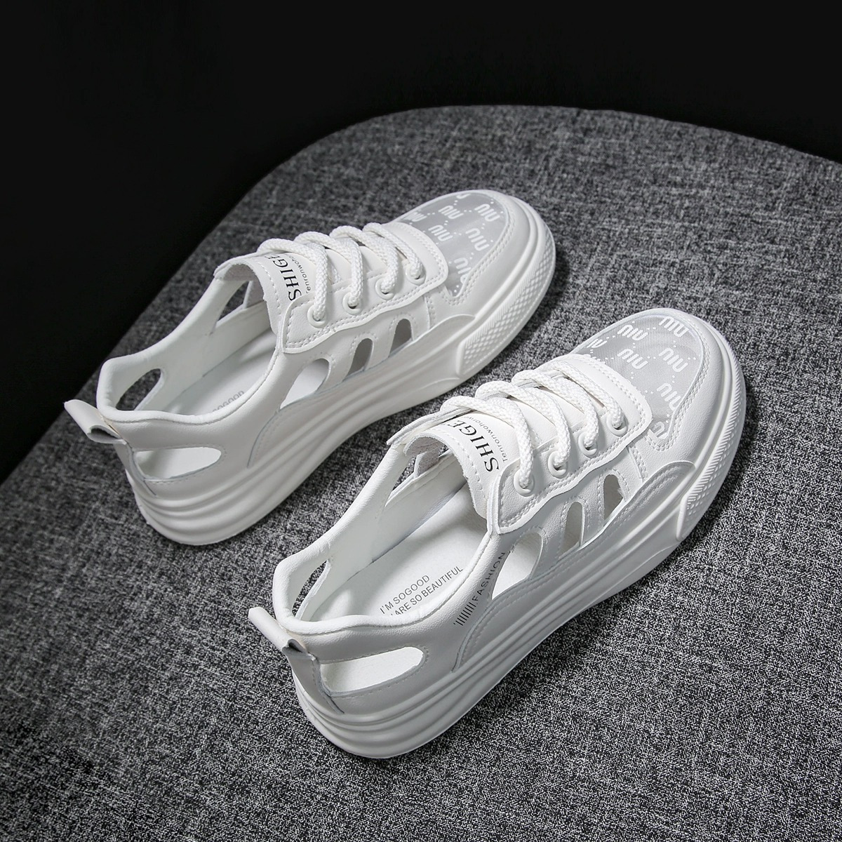 爆款现货运动凉鞋女2024夏季新款百搭网红松糕厚底平底学生休闲鞋