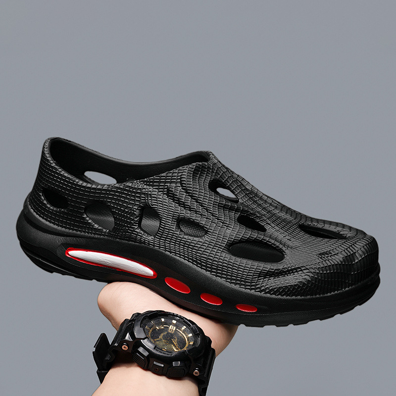 2025新款洞洞鞋男士夏季厚底沙滩凉鞋运动外穿耐磨踩屎感户外拖鞋