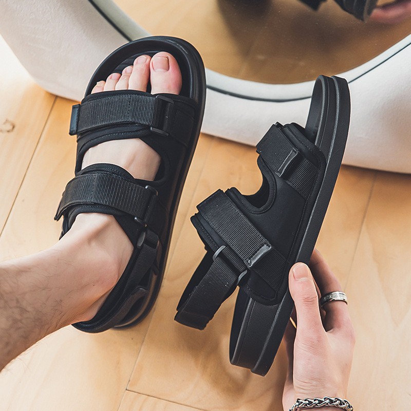 魔术贴拖鞋男2025新款夏季外穿潮流一字拖男款防滑青少年沙滩凉鞋