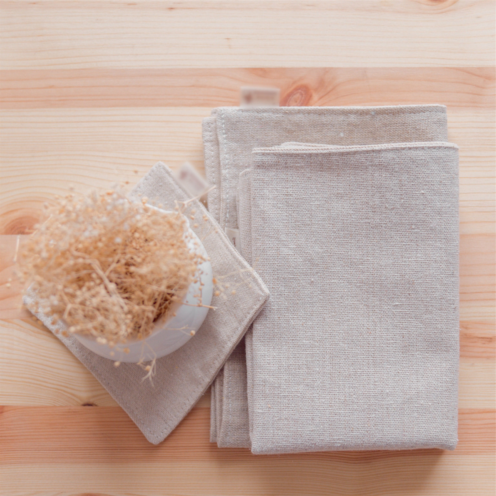 田园布艺餐垫防滑隔热垫餐棉麻布 桌杯垫天然麻布一件代发