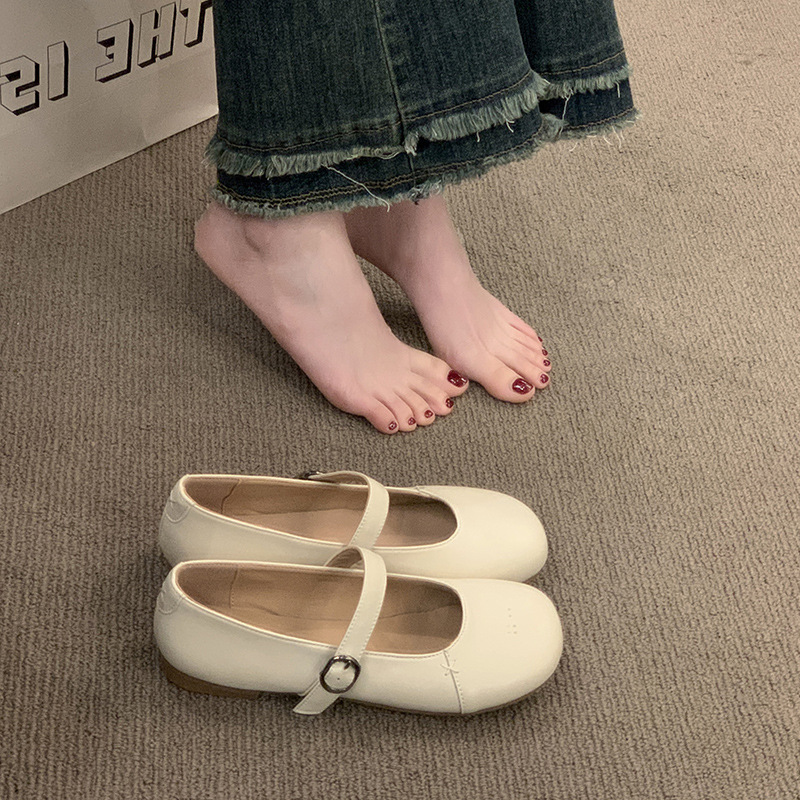 平底圆头复古学生百搭小皮鞋女2025春夏新款配裙子法式玛丽珍单鞋