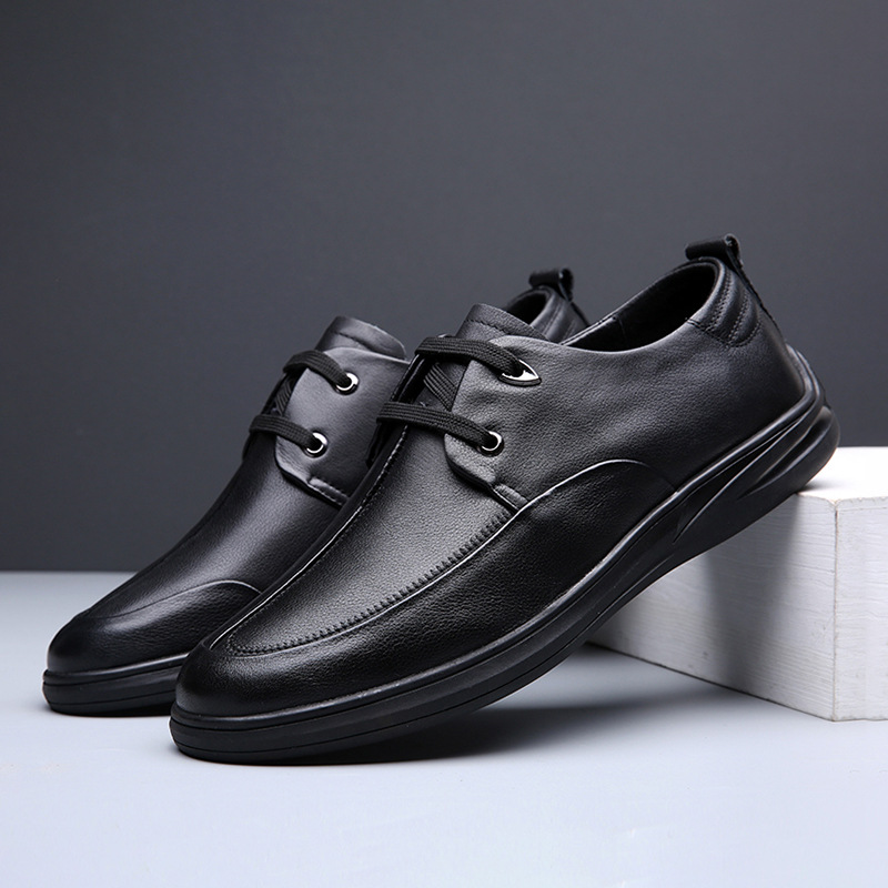男鞋2023新款潮流真皮英伦商务正装春季透气软底秋季男士休闲皮鞋