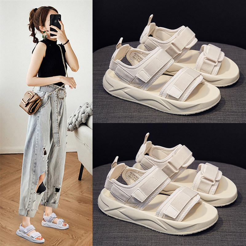 网红爆款配裙子凉鞋女夏仙女风2025年新款时尚学生厚底罗马平底鞋