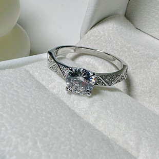 轻奢高定款【格拉夫】银镀金戒指人工培育钻钻戒1克拉钻戒女戒