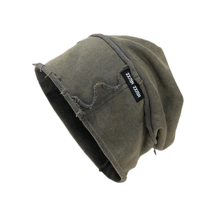 日系针织月子帽网红卷边大版水洗复古包头帽子男女情侣堆堆帽冷帽