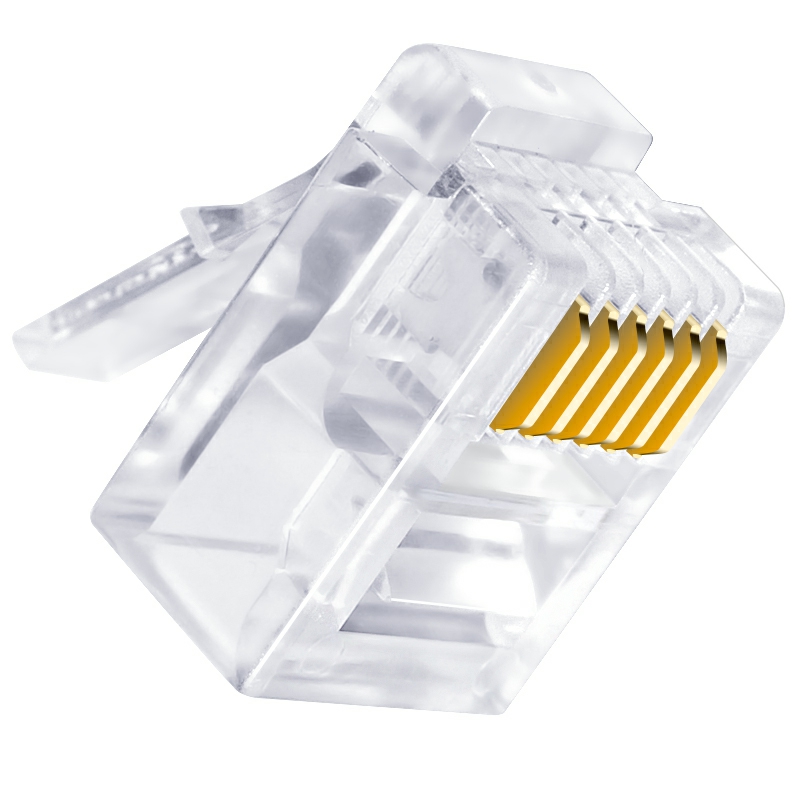 信霆6芯电话水晶头6P6CRJ12水晶头50U镀金100个/包211