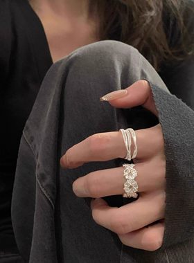 立体花朵戒指女ins2025年新款小众设计高级感简约文艺范开口指环