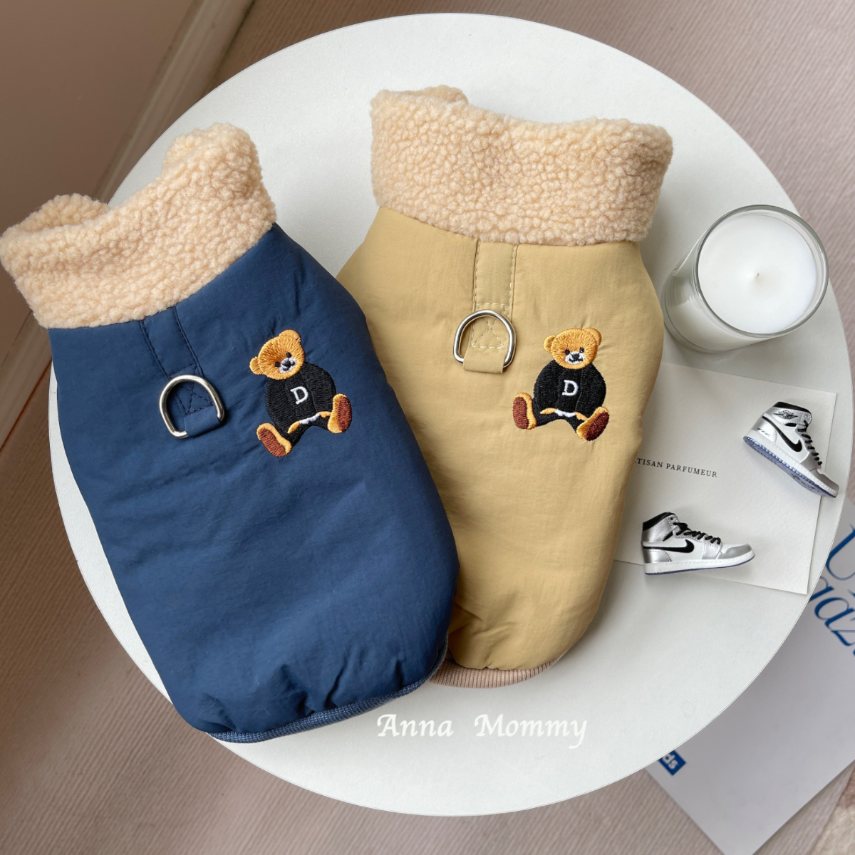 猫咪狗狗秋冬外出可牵引防寒棉服