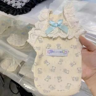 蕾丝蝴蝶结背心狗狗猫咪衣服薄款 宠物春夏款 吊带可爱春秋防掉毛