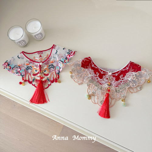 中国风宠物云肩猫咪围脖醒狮刺绣狗狗围兜汉服披肩比熊新年装饰