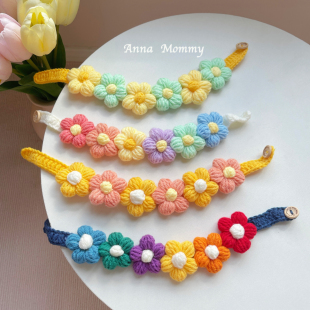 宠物狗狗猫咪手工立体毛线花朵可爱围脖项圈装 饰配饰品成猫小型犬