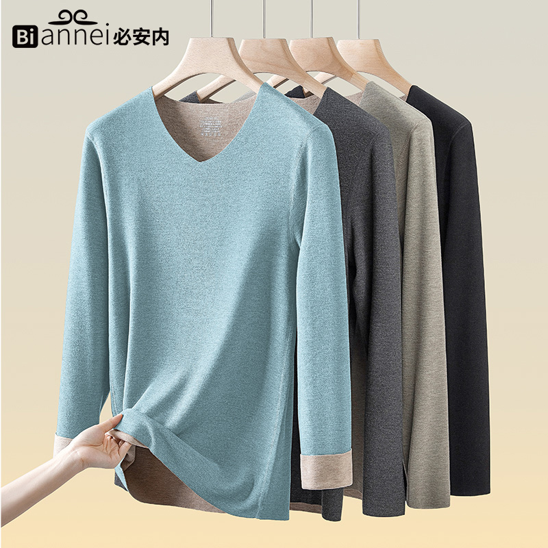 羊毛桑蚕丝加绒加厚保暖套装大码