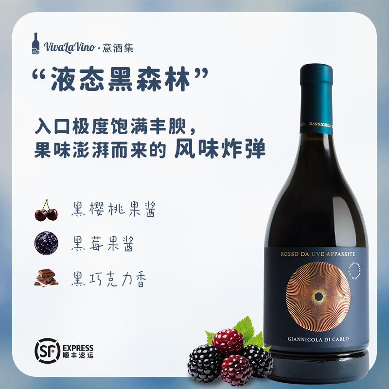 意大利进口黑森林蛋糕老藤风干葡萄 黑莓樱桃香 红葡萄酒礼盒装