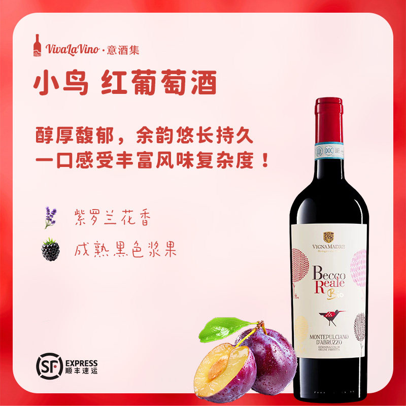 意酒集 意大利原瓶进口蒙帕塞诺小鸟红葡萄酒红酒微醺酒礼盒装