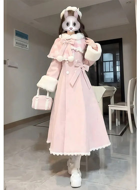 毛呢外套女收腰中长款呢子大衣