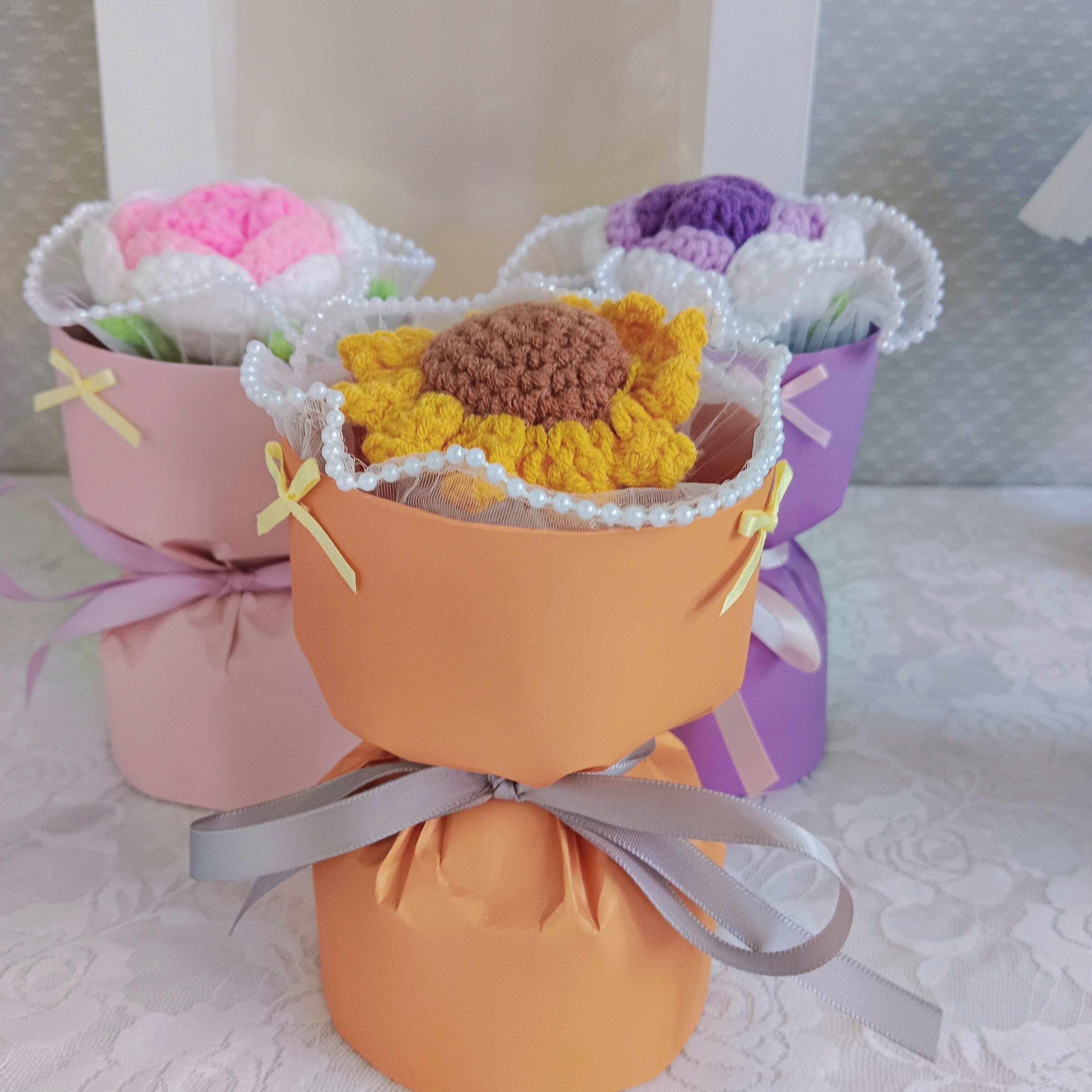 迷你小花束玫瑰向日葵针织花香皂花见面时伴手礼情人节教师节礼品