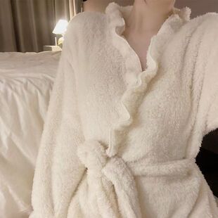 2025新款睡袍女秋冬季性感珊瑚绒加厚加绒长款睡衣洗澡浴袍家居服