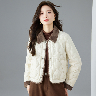 小个子轻薄羽绒棉服女2025冬季新款修身显瘦减龄短款拼接棉衣外套