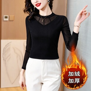 2026秋冬款妈妈打底衫夏装韩版秋装新款内搭中年女士高领蕾丝上衣