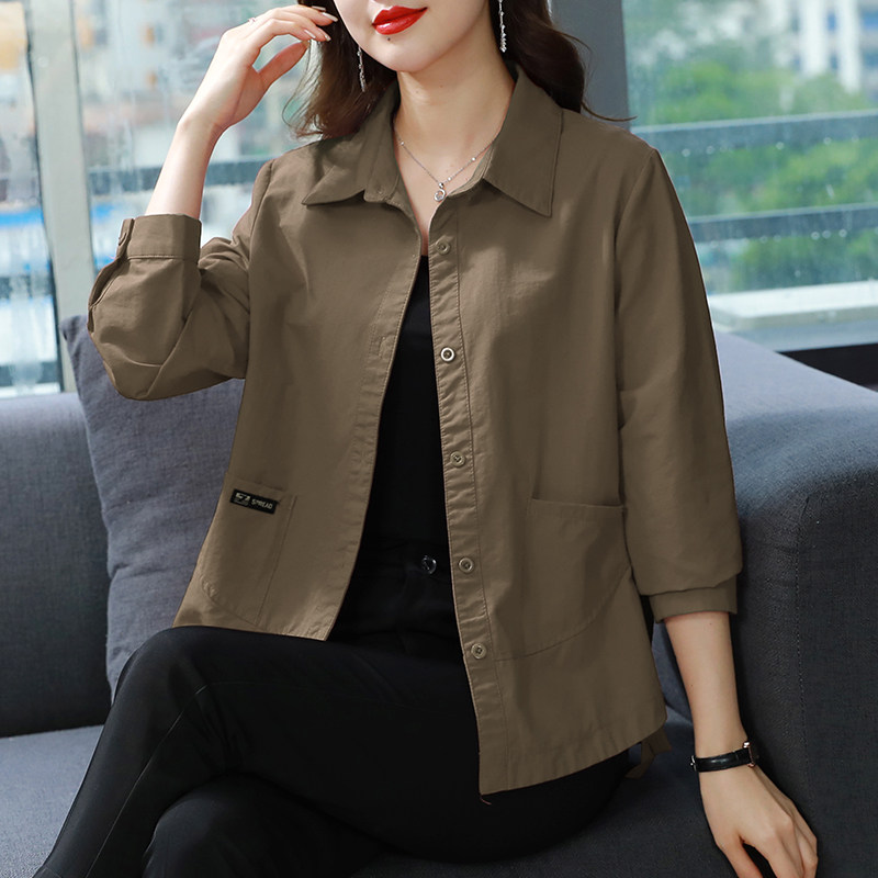 2025年春装新款外套大码纯棉衬衫休闲上衣女宽松妈妈洋气小衫女装