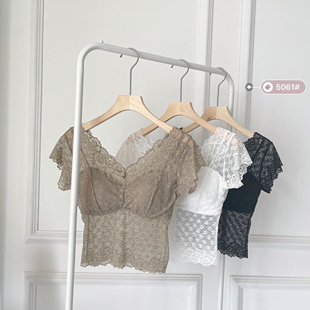 蕾丝无痕U型美背无钢圈乳胶内衣聚拢背心女5061潮 款 法式 裹胸短袖