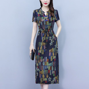 真丝桑蚕丝连衣裙女夏2026新款 杭州大品牌高端洋气质妈妈旗袍裙子