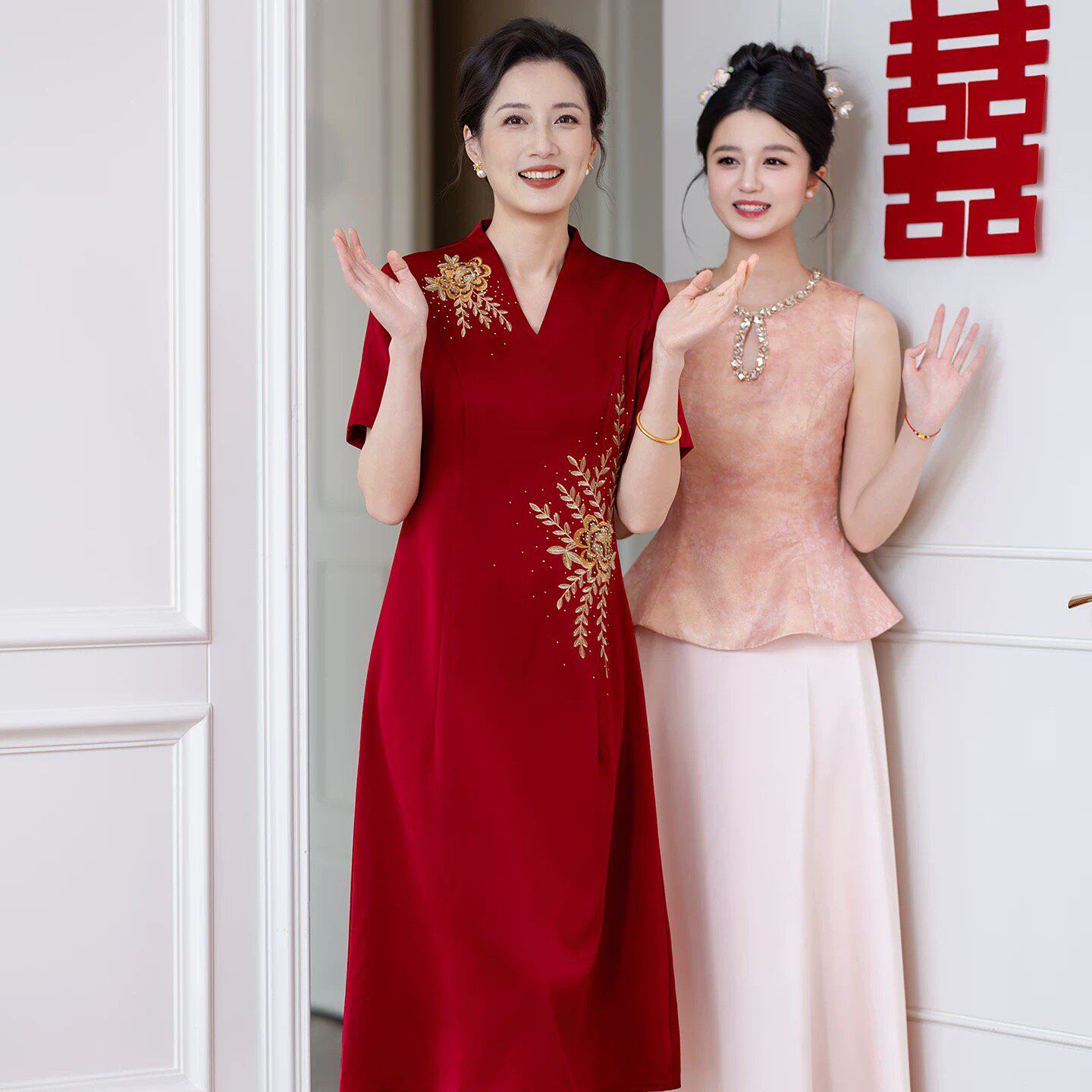 妈妈装婚宴礼服旗袍连衣裙高级