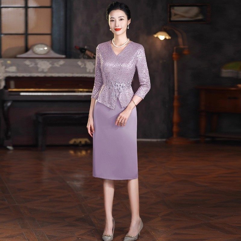 喜婆婆婚宴装2025新款高贵年轻平时可穿春秋季十月份减龄妈妈礼服