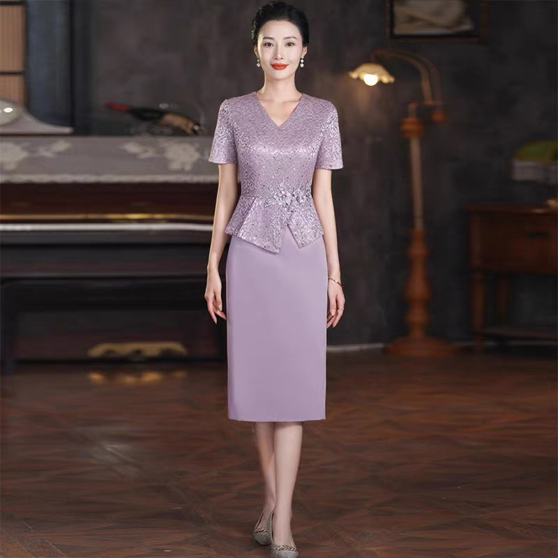 高端轻奢婚宴遮肚喜妈妈连衣裙
