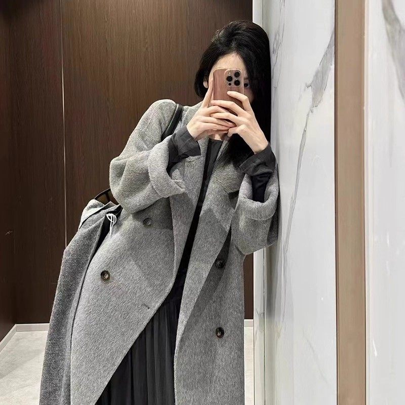 毛呢大衣女2025秋冬新款燕麦色韩版宽松中长款高端羊毛呢外套